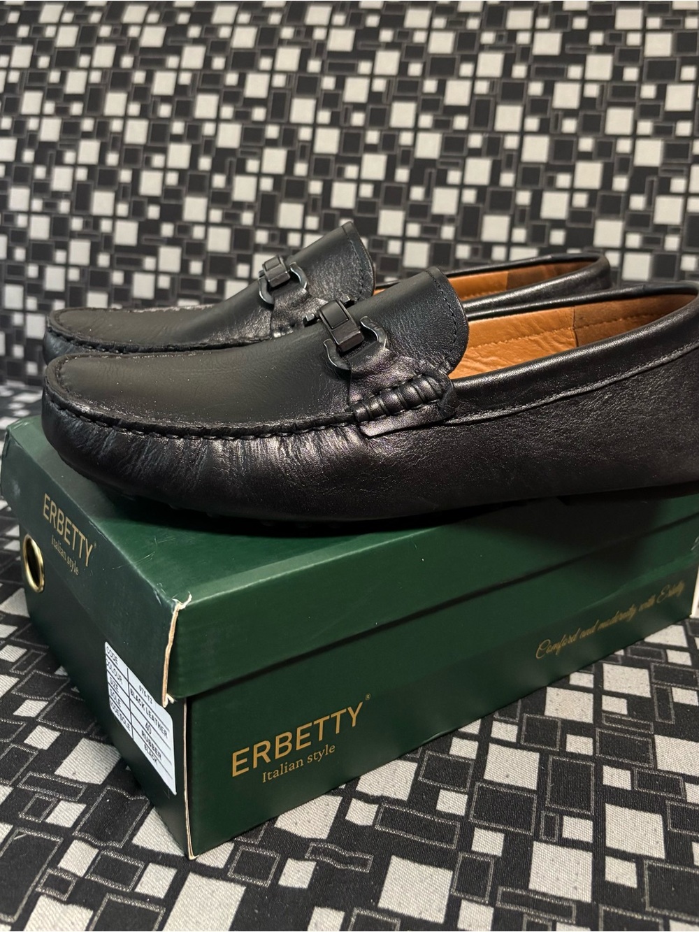 Erbetty Italian Style Black Leather Driver
Loafers